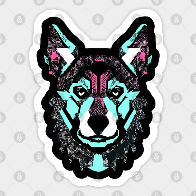 Dog ' Retro Style Geometric Sticker by Syntax Wear